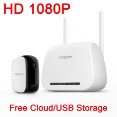 Foscam E1室內室外無線IP65防水4路安全監控套裝1080P（1基站 + 1電池攝影機）
